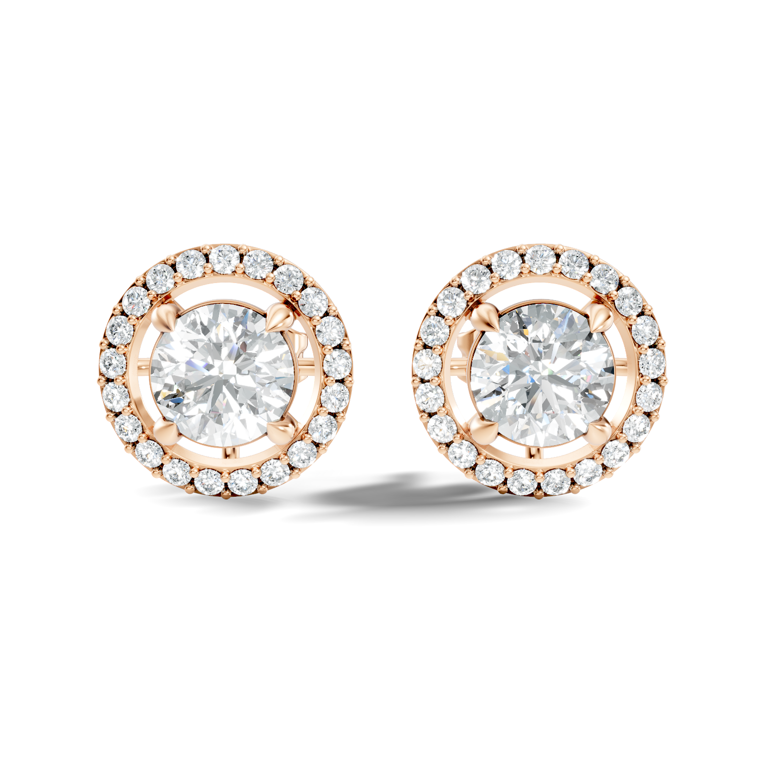 Round Brilliant Cut Diamond Floating Open Halo Stud (2.12 TCW)
