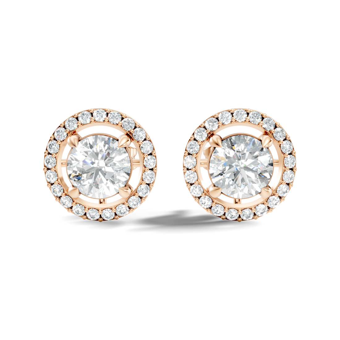 Round Brilliant Cut Diamond Floating Open Halo Stud (2.12 TCW)