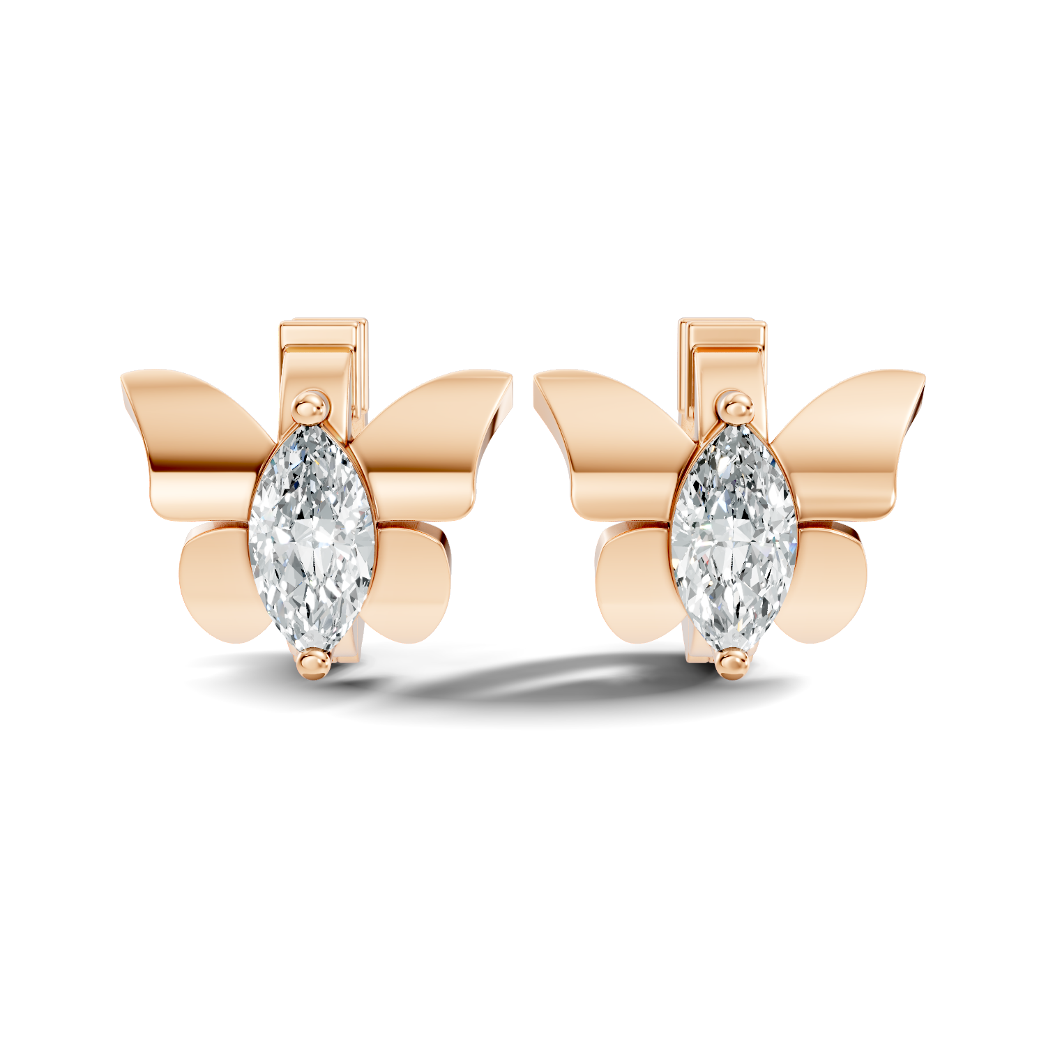 Marquise Diamond Butterfly Solitaire Huggie Hoop Earrings