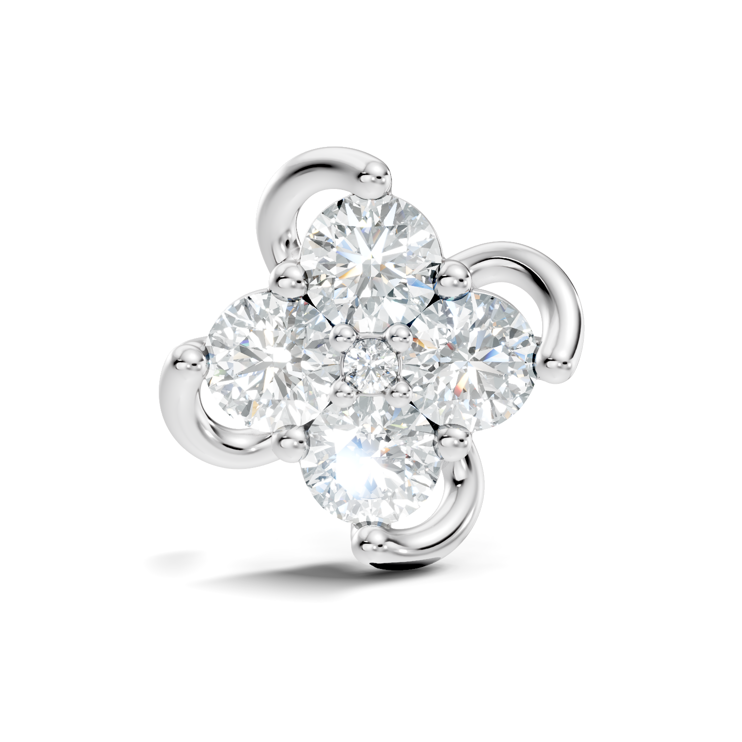 Swirl Floral Cluster Diamond Nose Pin