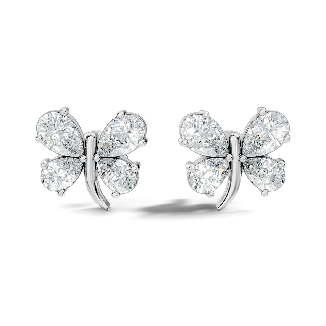 Pear Cut  Butterfly Diamond Stud
