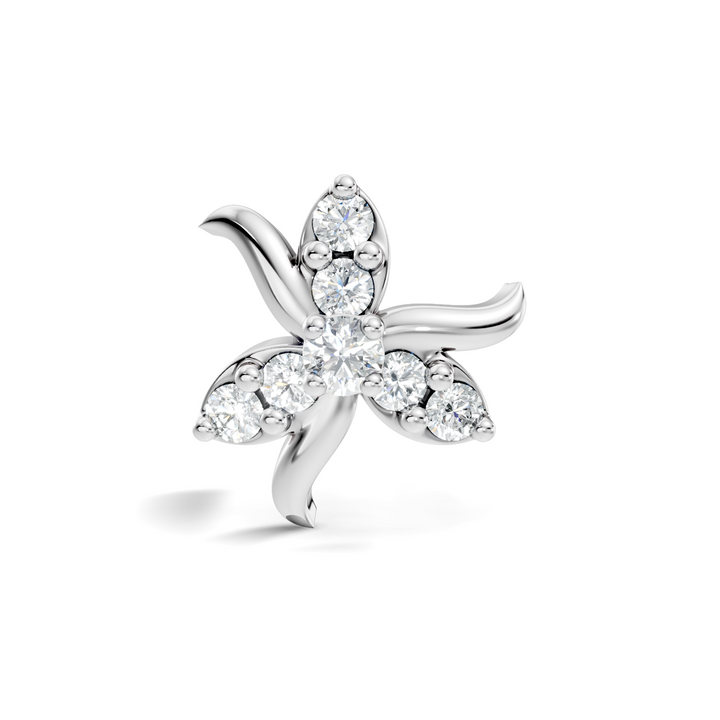 Three-Petal Pinwheel Diamond Nose Pin