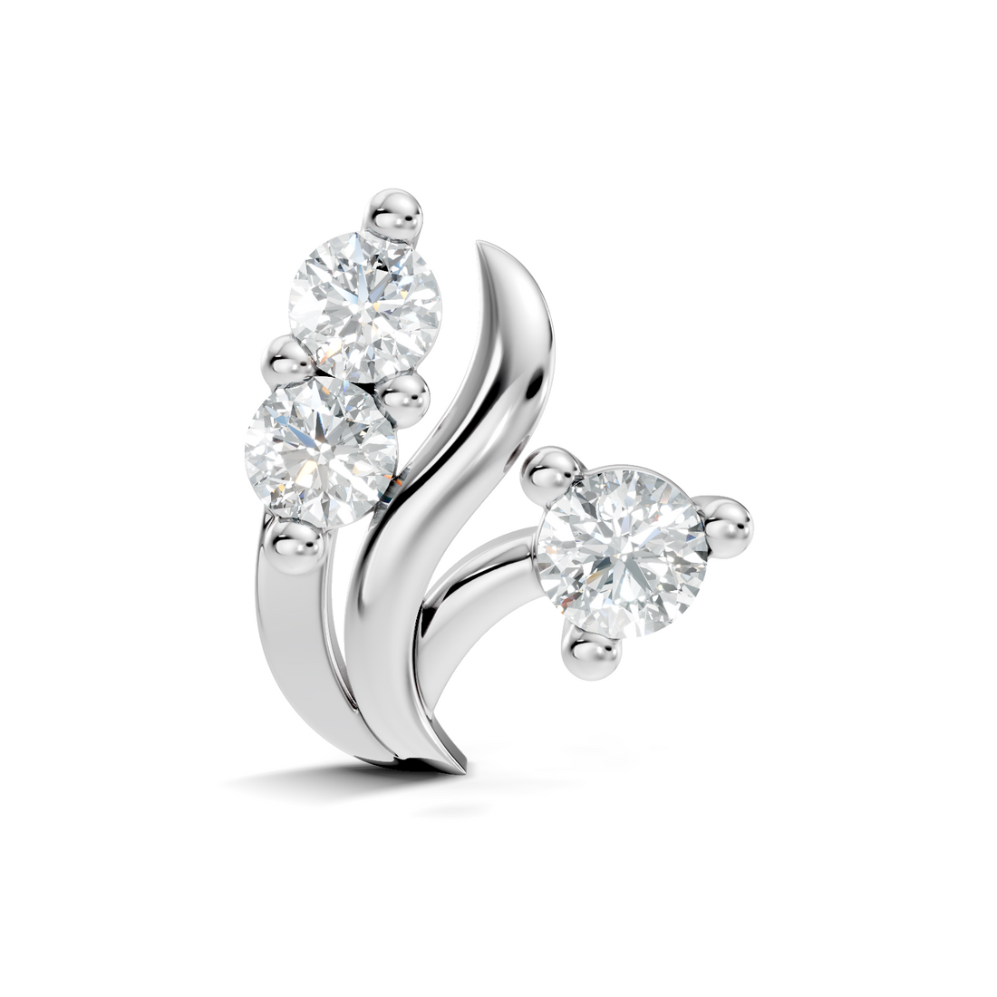 Swirl Crest Three-Stone Diamond Nose Pin