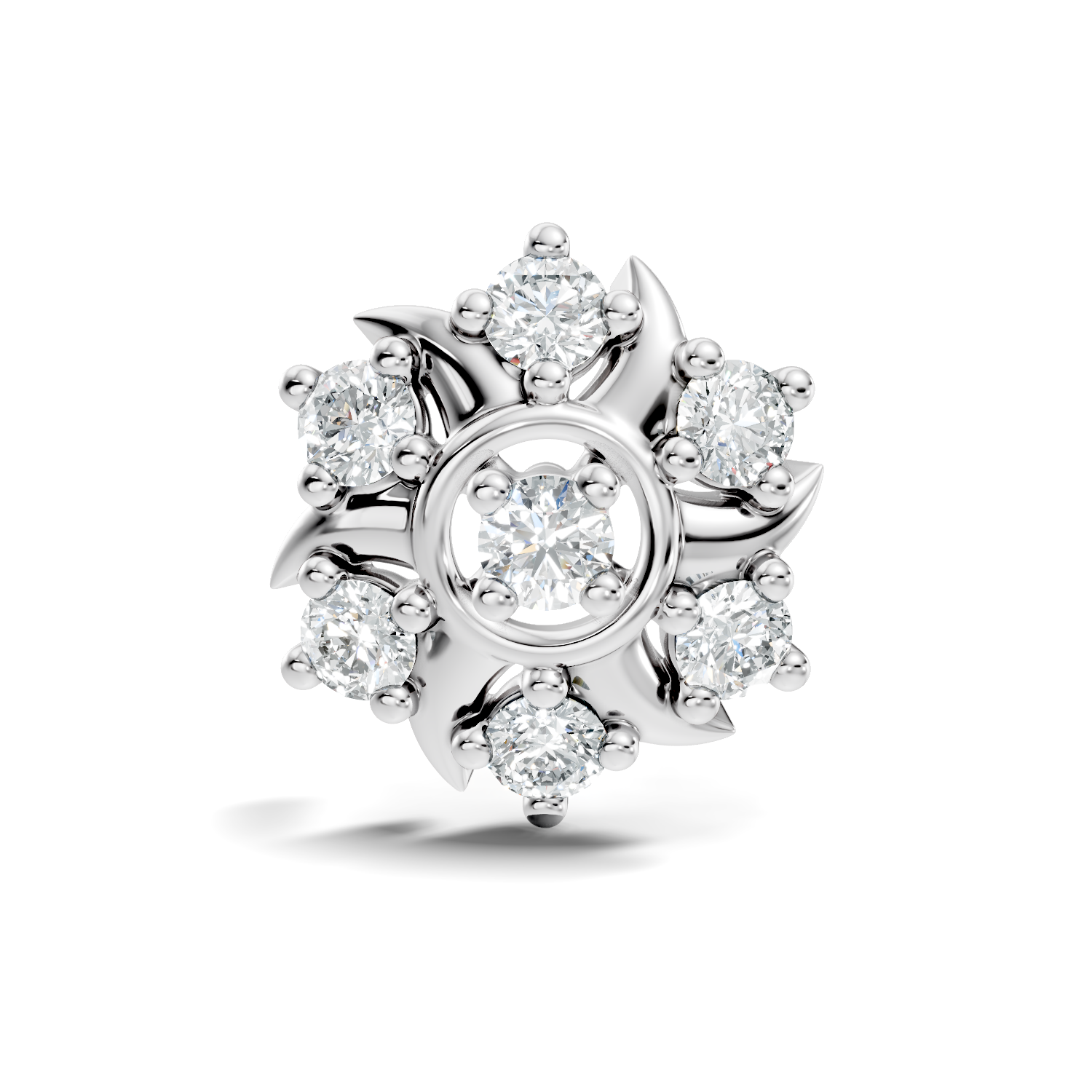 Solar Swirl Floral Seven-Stone Diamond Nose Pin