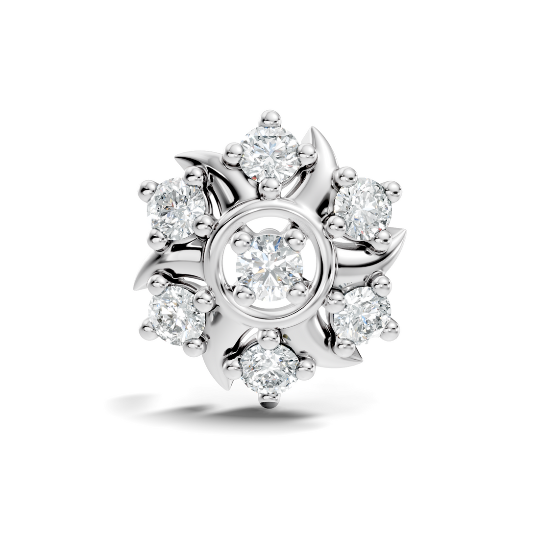 Solar Swirl Floral Seven-Stone Diamond Nose Pin