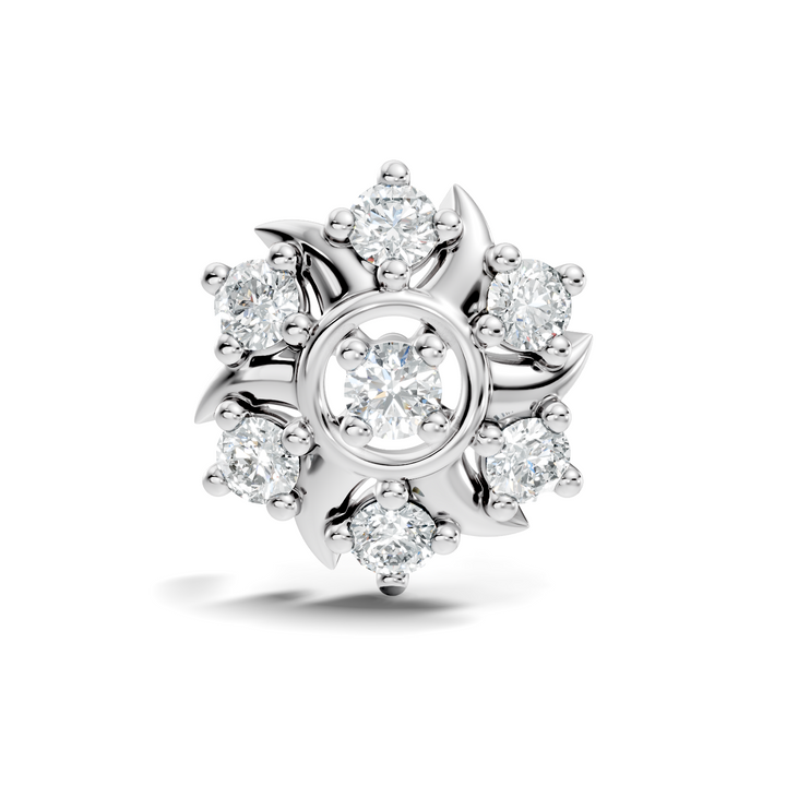 Solar Swirl Floral Seven-Stone Diamond Nose Pin