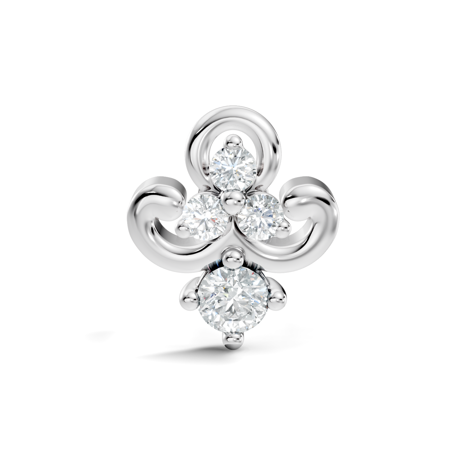 Fleur-de-Lis Scroll Diamond Nose Pin
