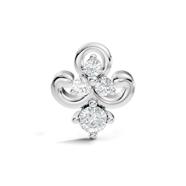 Fleur-de-Lis Scroll Diamond Nose Pin