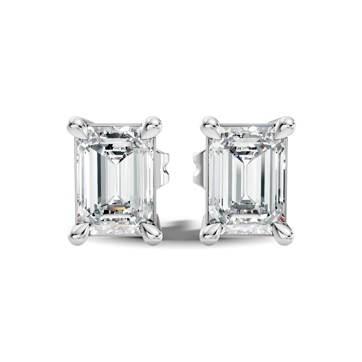 Classic Emerald Cut Solitaire Diamond Stud