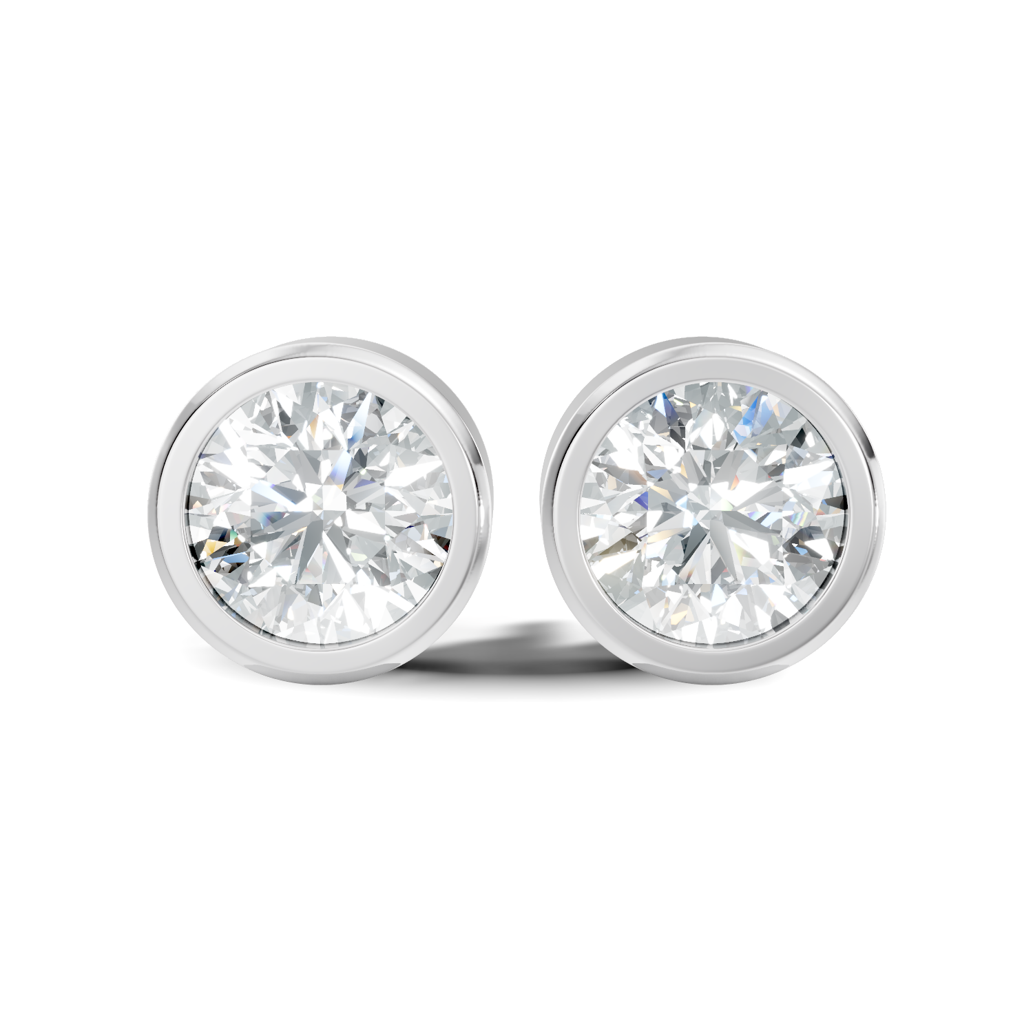 Round Diamond Bezel Set Solitaire Stud Earrings (0.80 TCW)