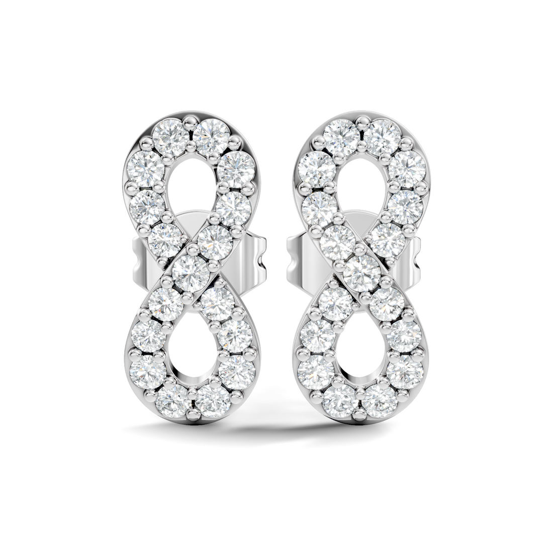 Round Diamond Infinity Loop Cluster Stud