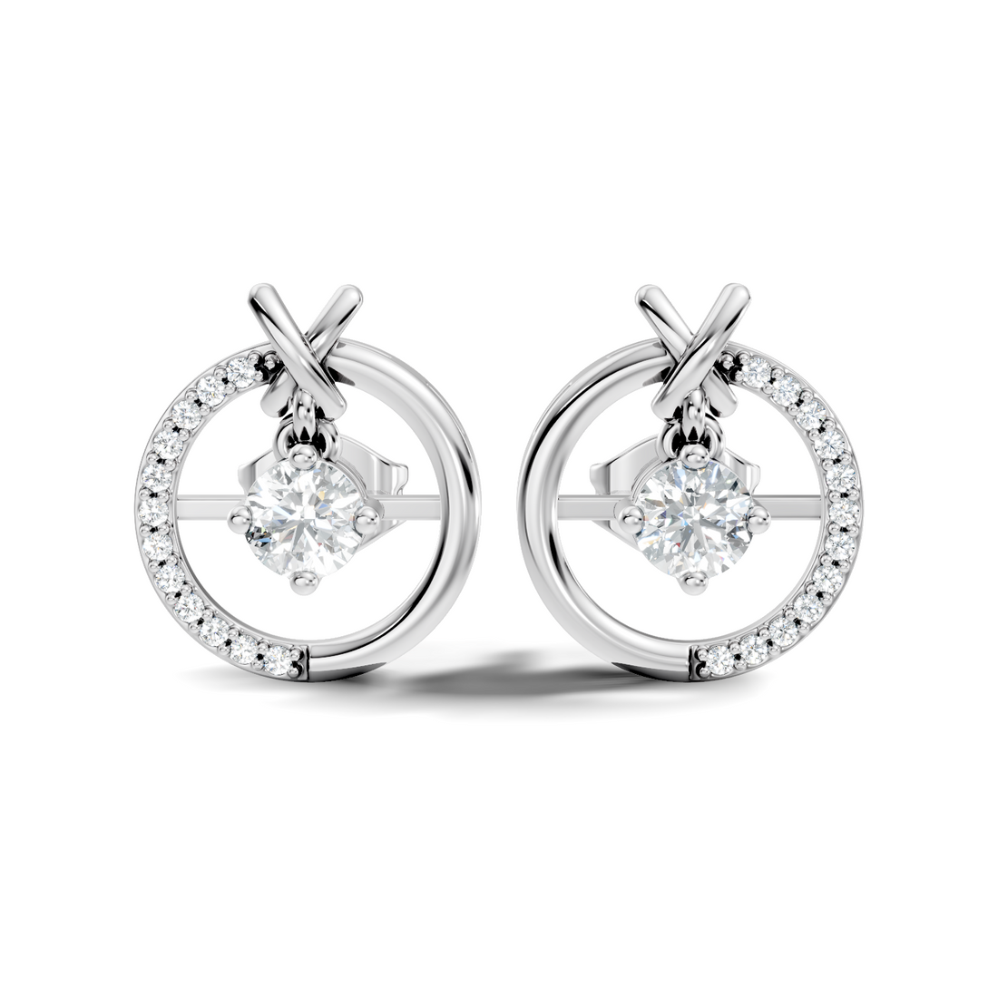 Open Circle Solitaire & Pave Diamond Stud