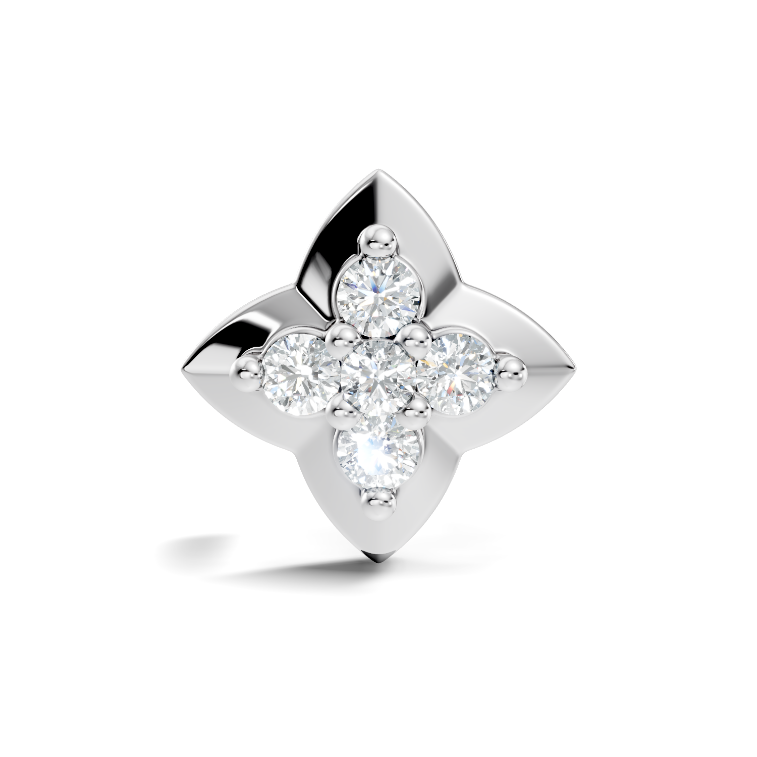 Four-Petal Flower Diamond Nose Pin