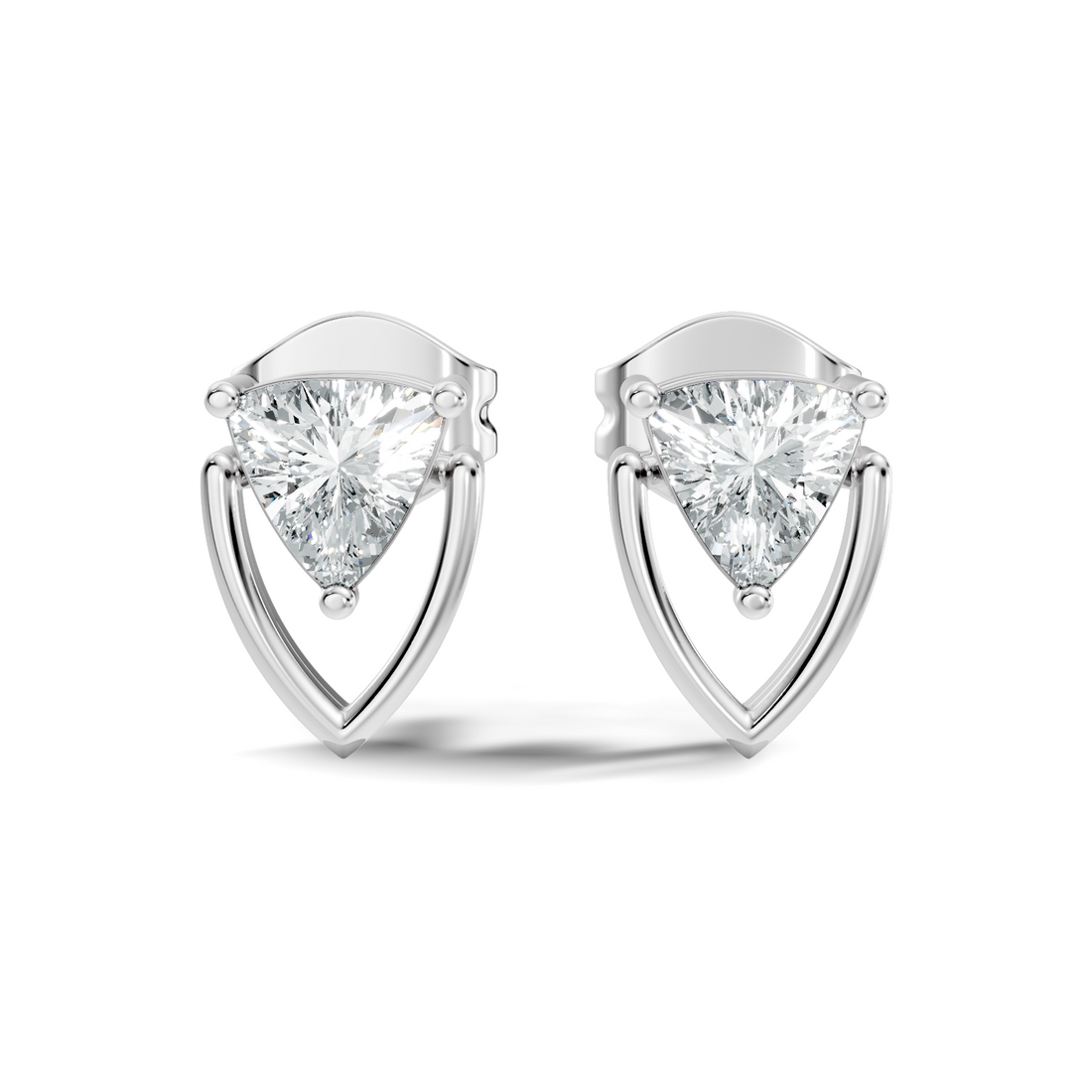 Trillion Cut Diamond Geometric Open Frame Stud