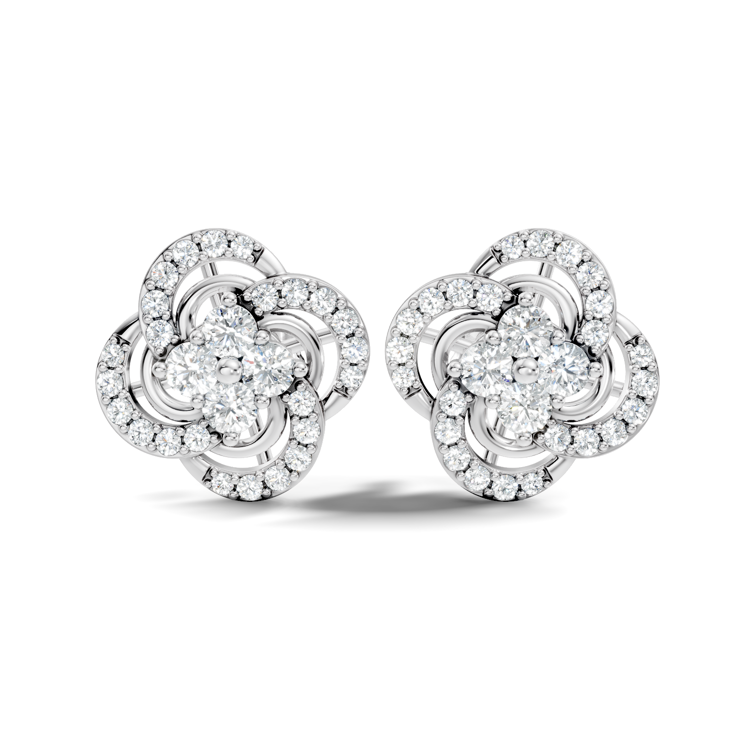 Four-Leaf Clover Swirl Diamond Stud