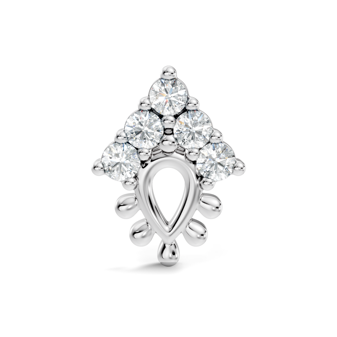 Teardrop Crown Diamond Nose Pin