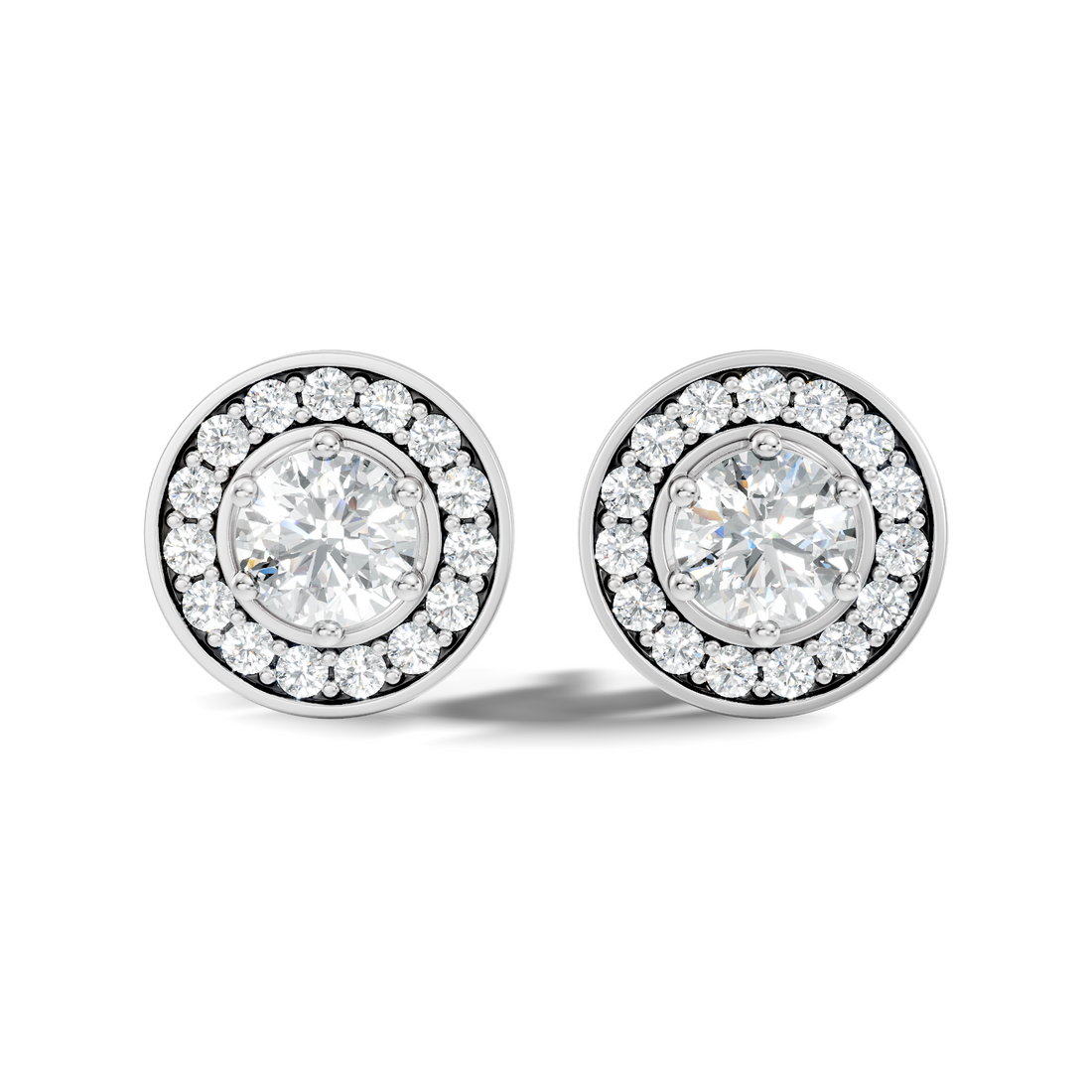 Round Solitaire Halo Stud
