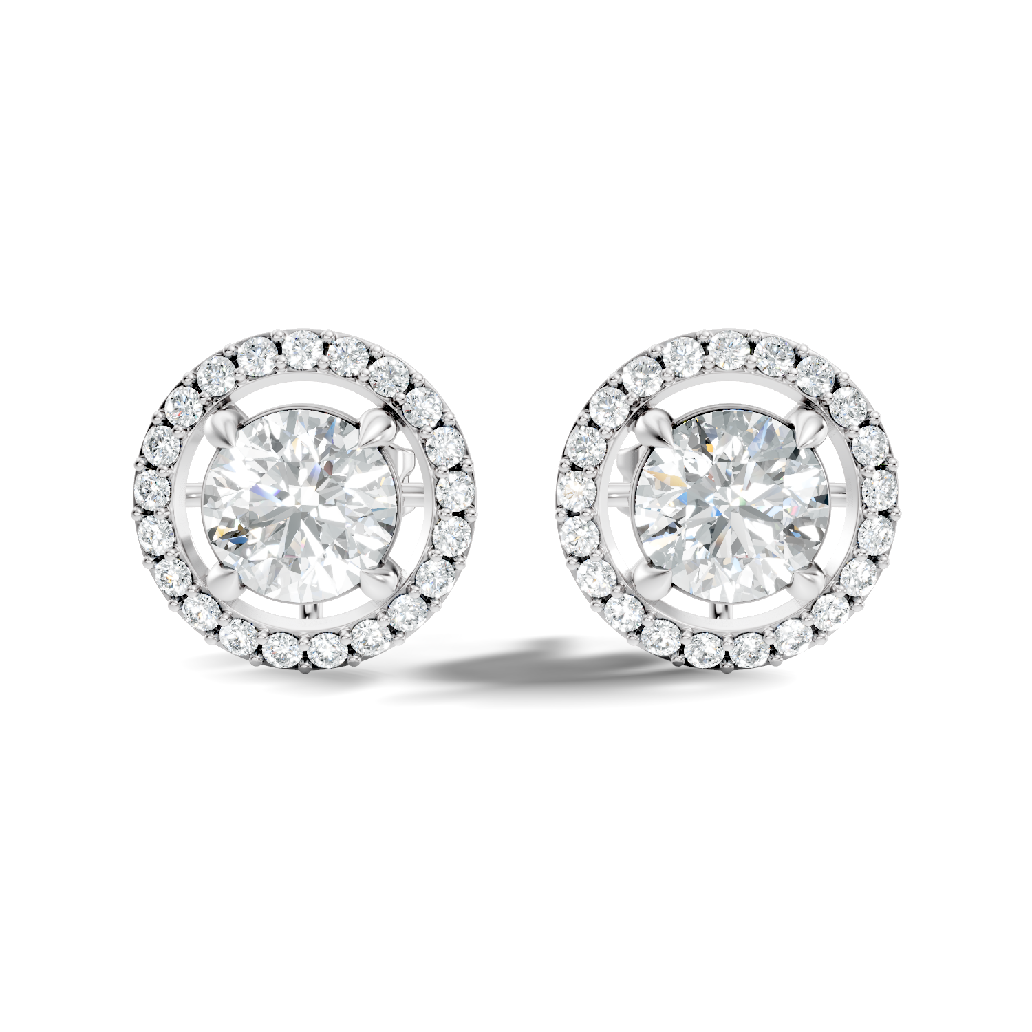 Round Brilliant Cut Diamond Floating Open Halo Stud (2.12 TCW)
