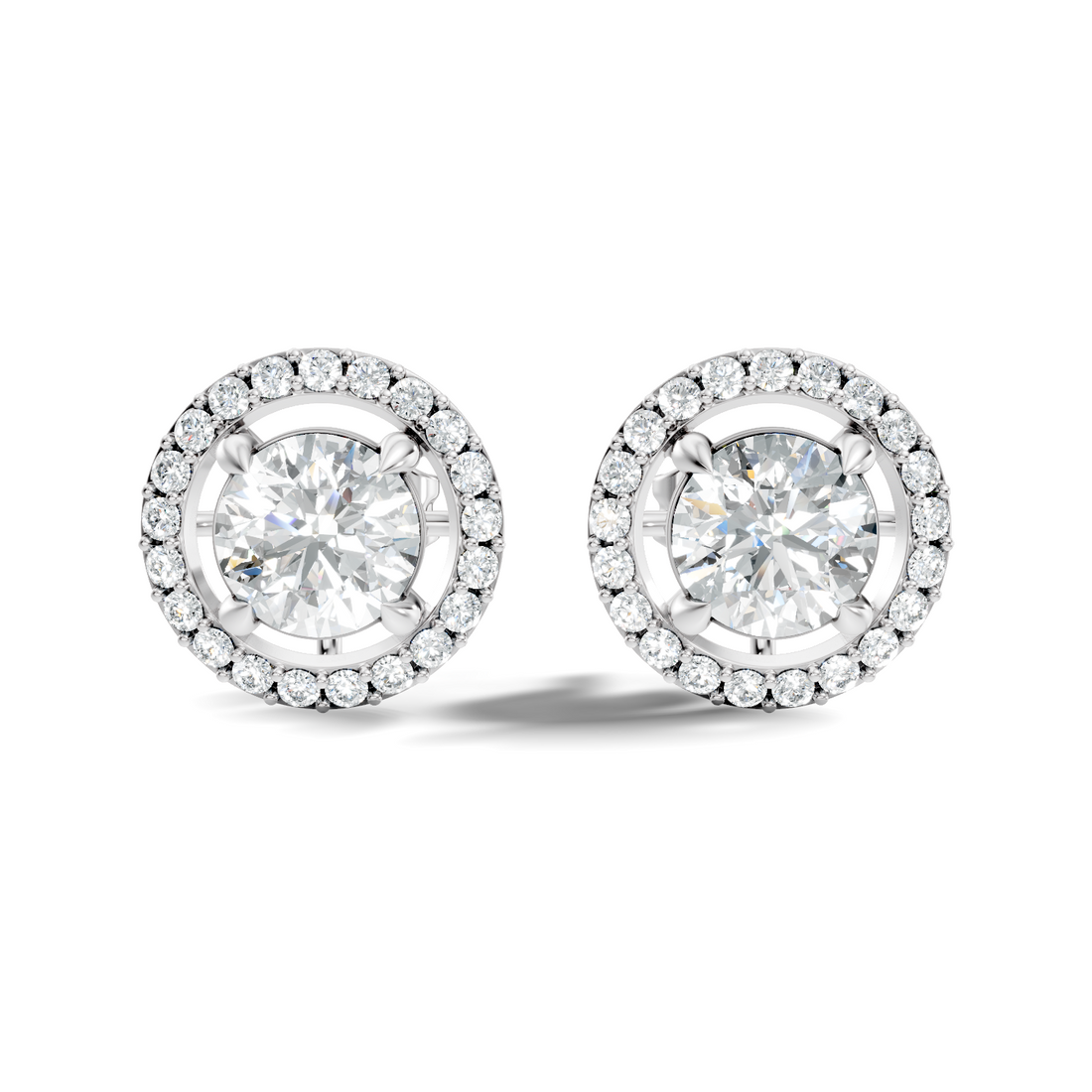 Round Brilliant Cut Diamond Floating Open Halo Stud (2.12 TCW)