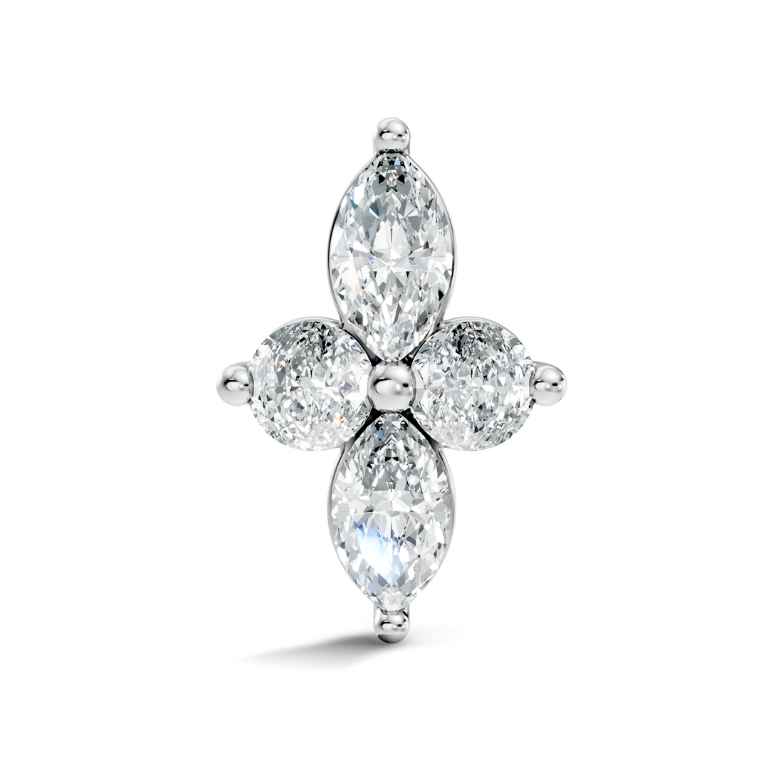 Marquise & Round Floral Cross Diamond Nose Pin