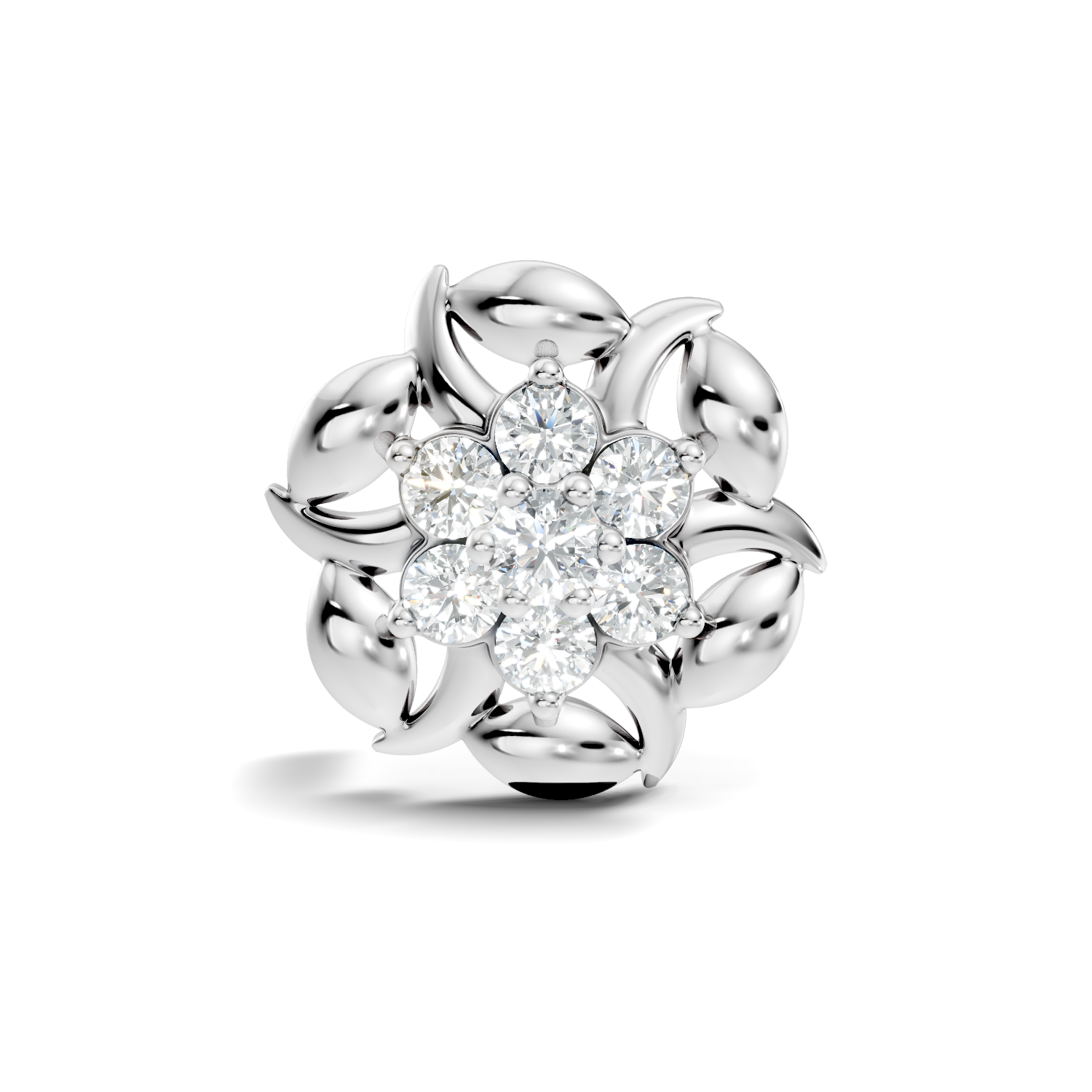 Swirl Petal Cluster Diamond Nose Pin