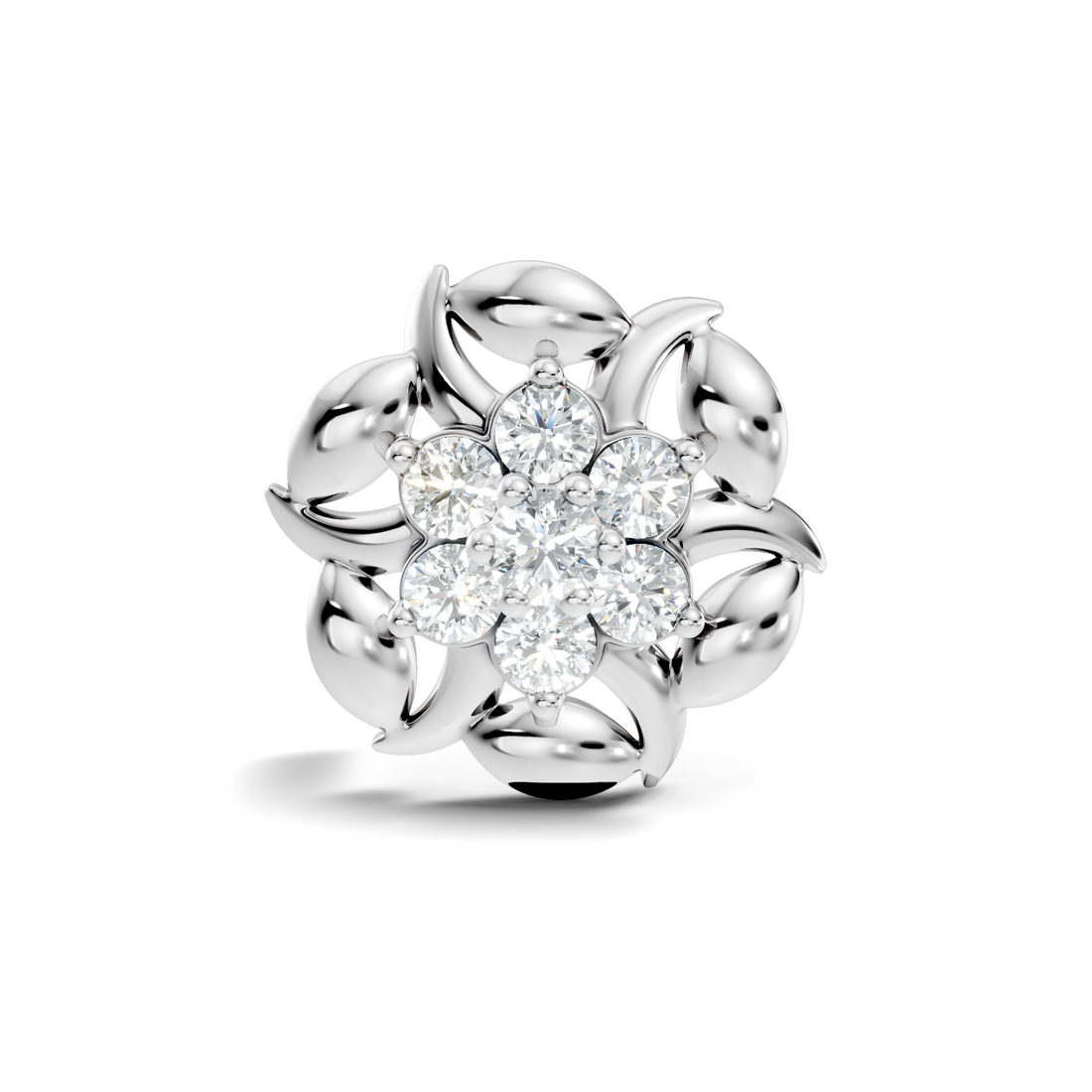 Swirl Petal Cluster Diamond Nose Pin