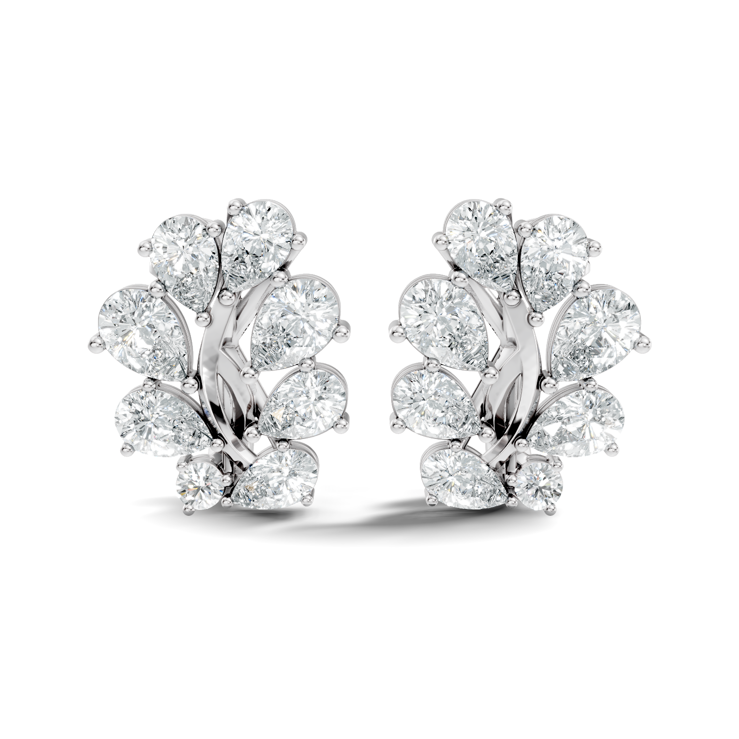 Pear-Cut Diamond Cluster Blossom Stud