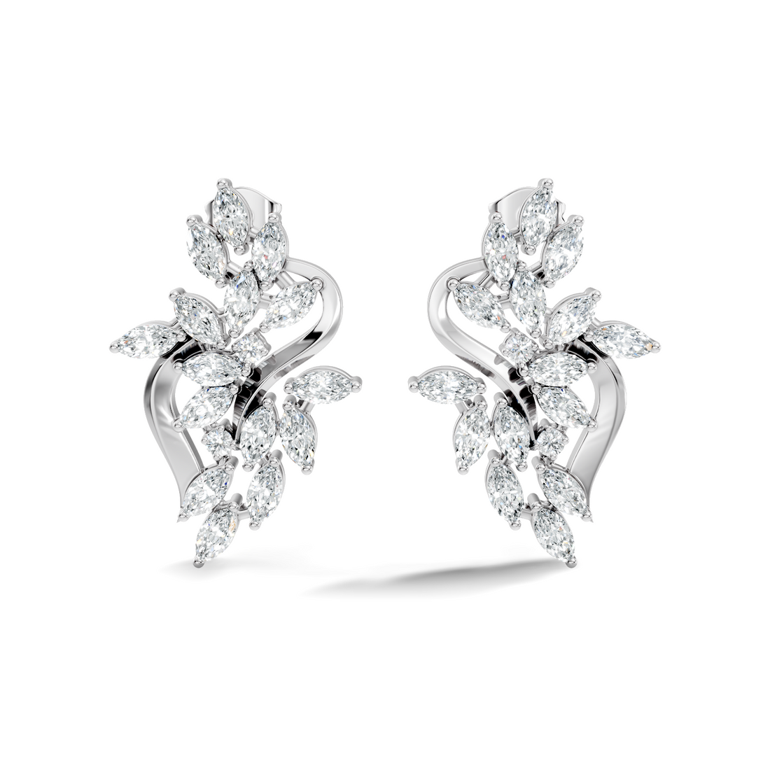 Marquise & Round Diamond Swirl Earrings
