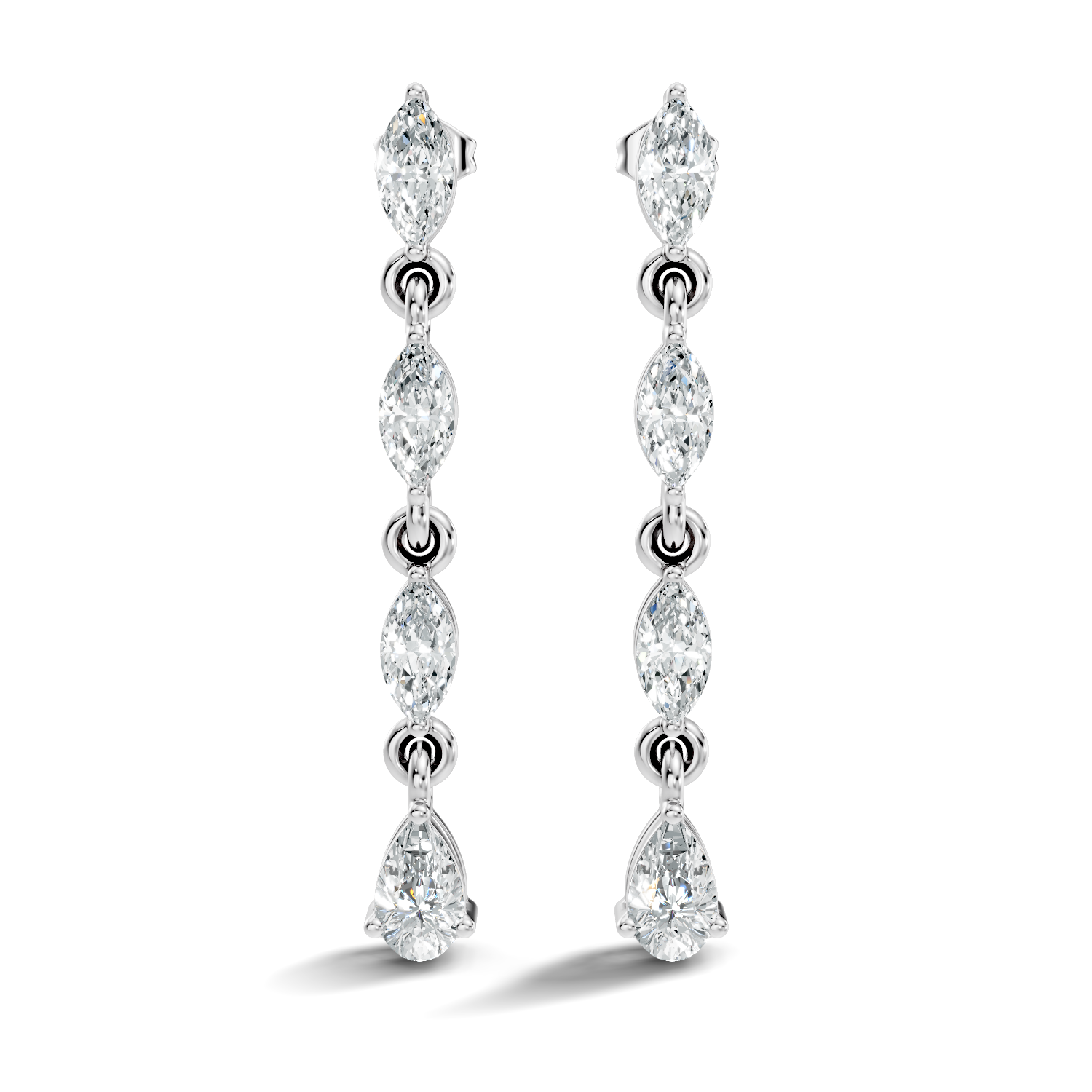 Marquise & Pear Diamond Linear Articulated Drop Earrings
