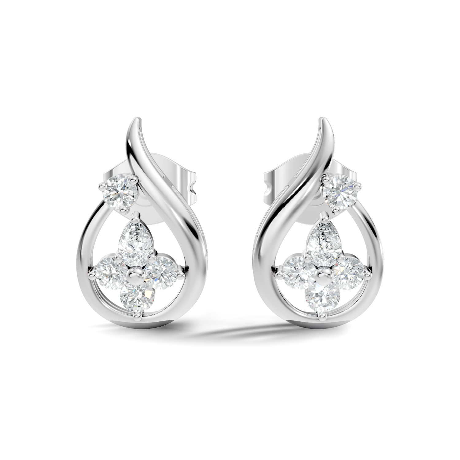 Elegant Teardrop Floral Cluster Stud