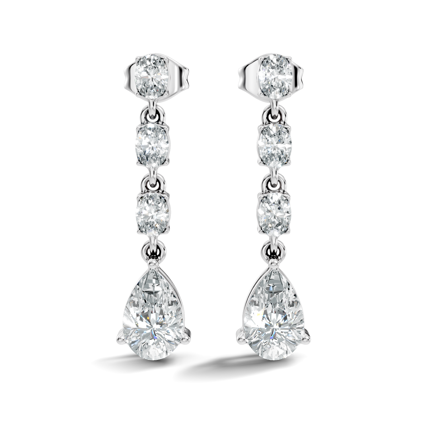 Linear Pear-Cut Diamond Drop Earrings