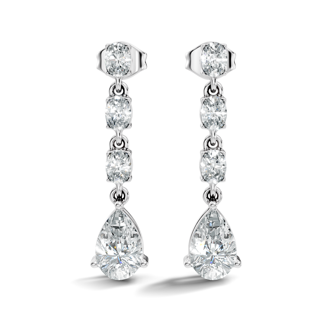 Linear Pear-Cut Diamond Drop Earrings