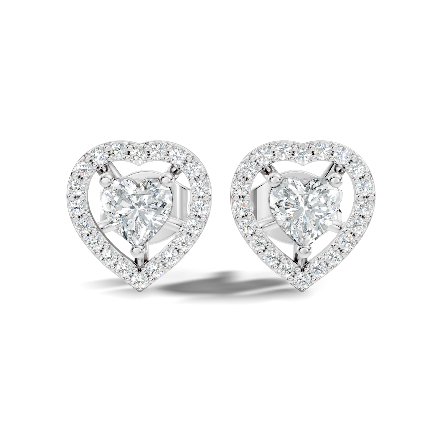Heart Cut Diamond Floating Open Halo Stud