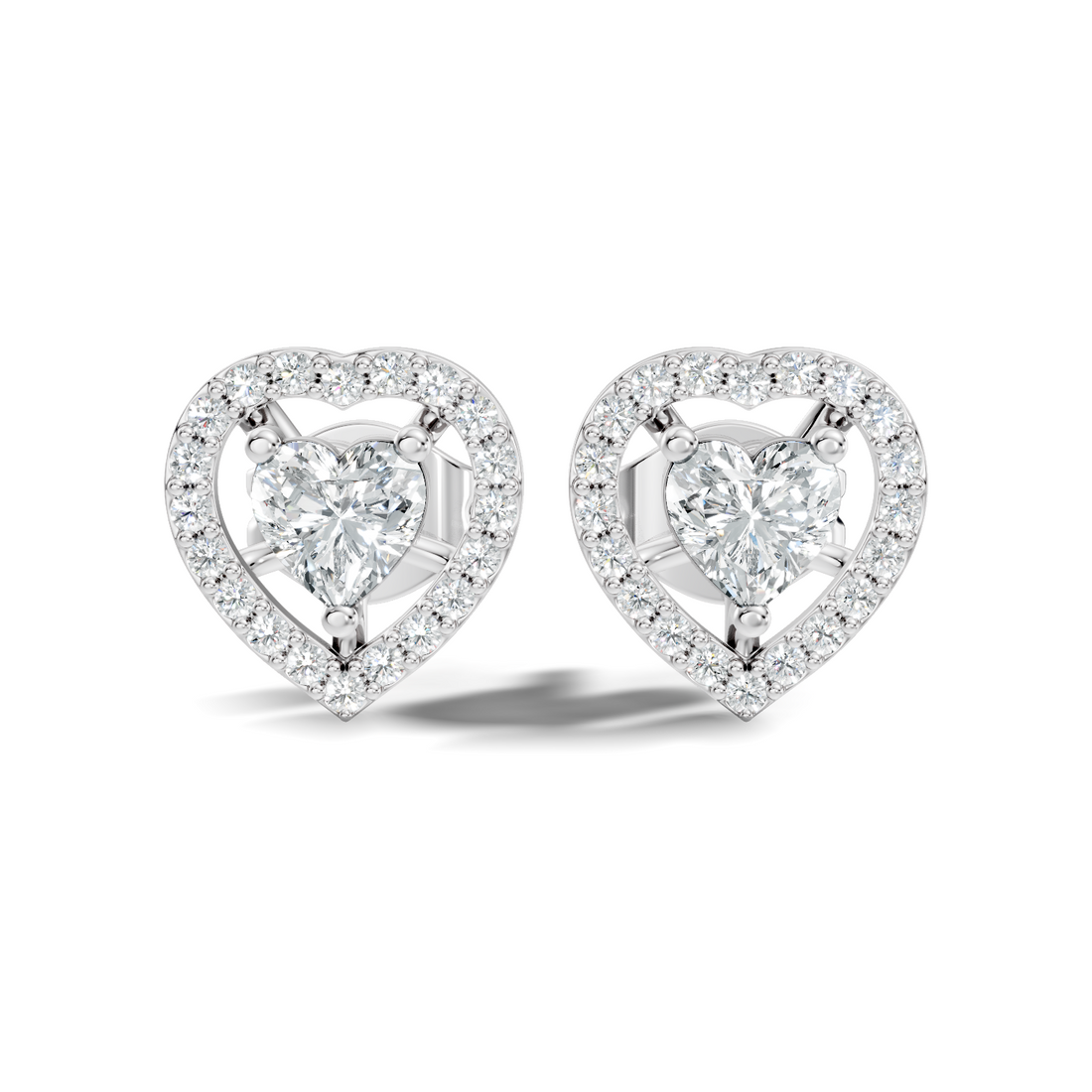 Heart Cut Diamond Floating Open Halo Stud