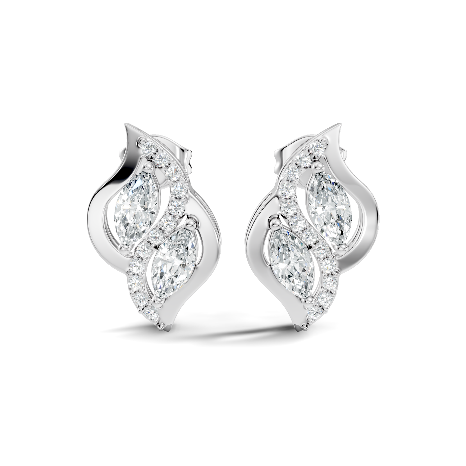 Elegant Marquise & Round Diamond Swirl Stud