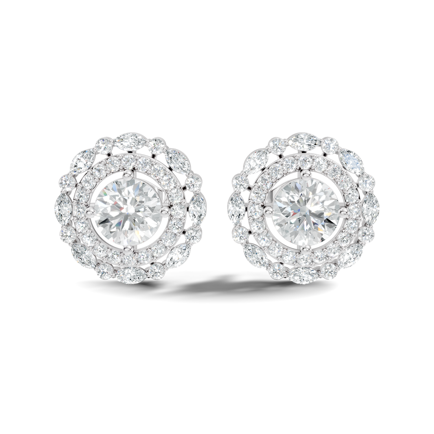 Solitaire & Double Halo Marquise Diamond Stud