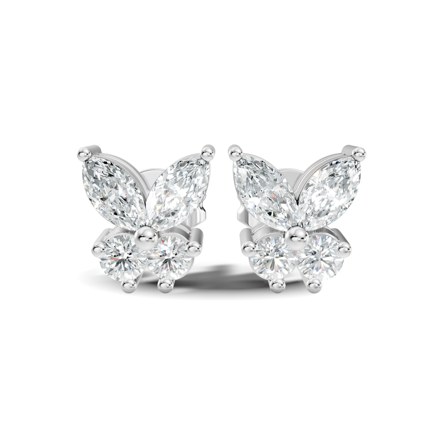 Marquise & Round Diamond Butterfly Stud