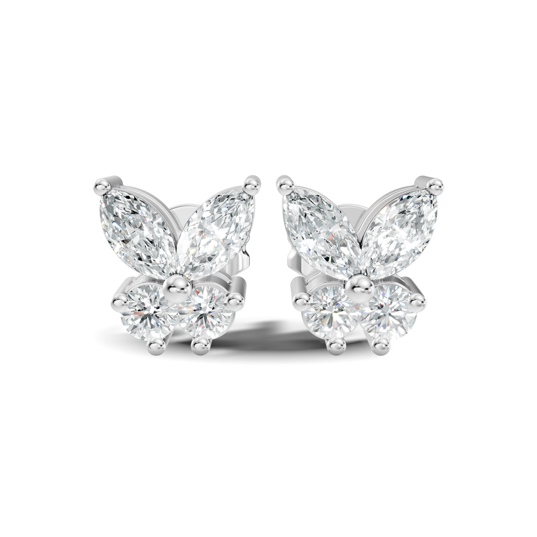 Marquise & Round Diamond Butterfly Stud