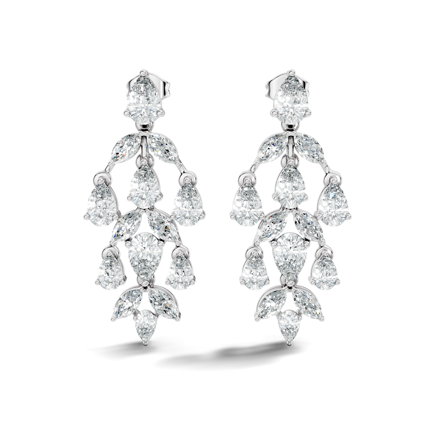 Chandelier Pear & Marquise Diamond Statement Earrings