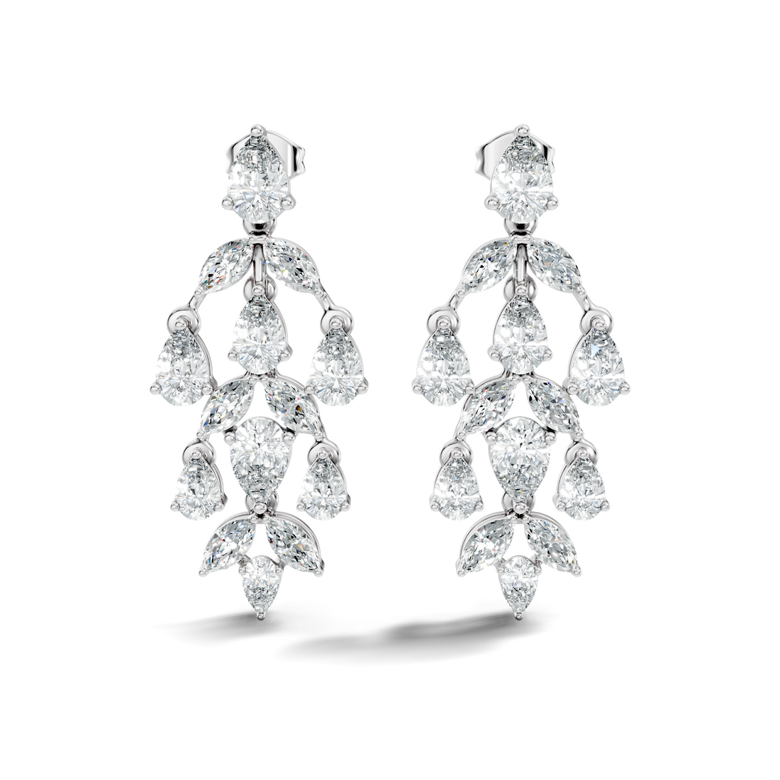 Chandelier Pear & Marquise Diamond Statement Earrings