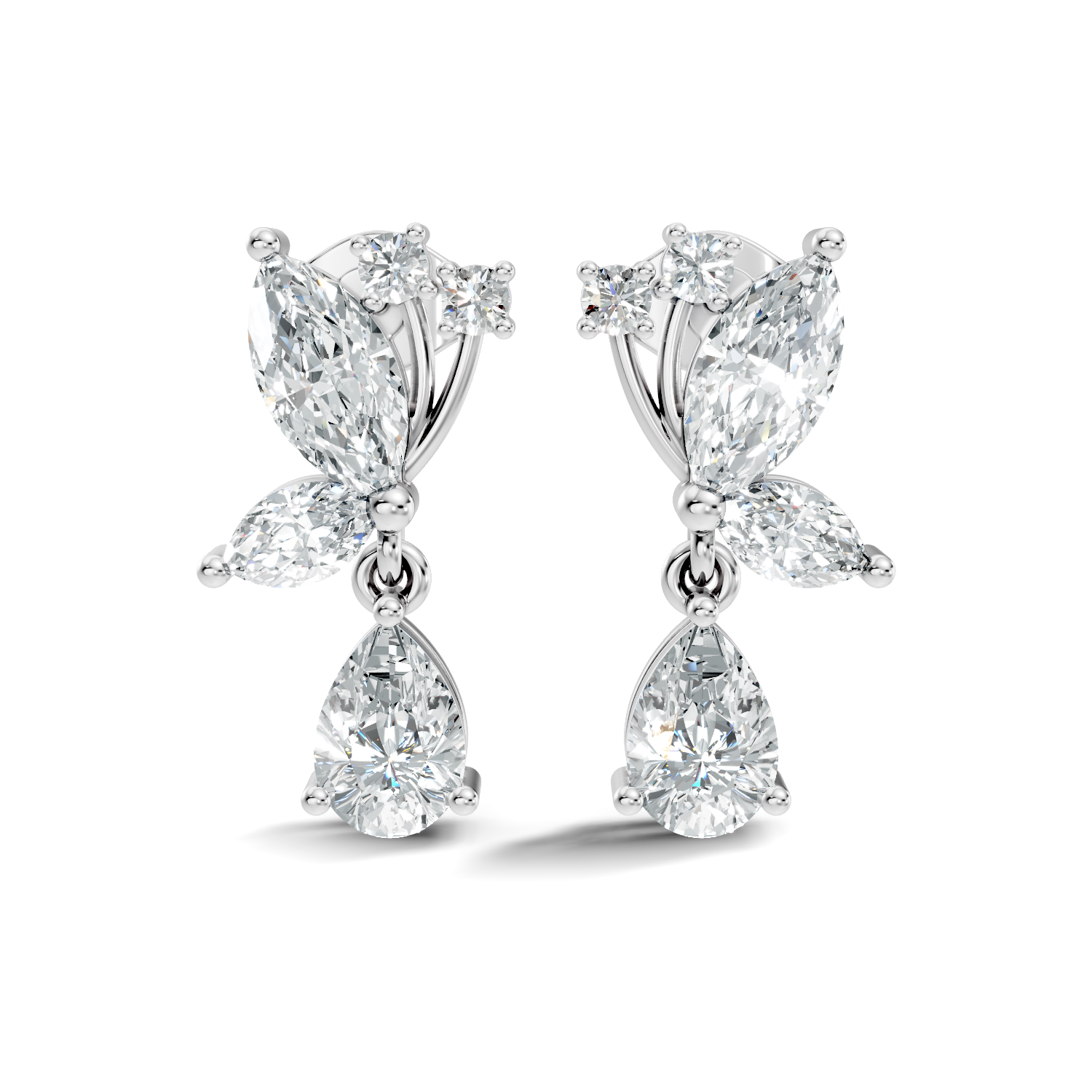 Marquise Floral Branch Pear Drop Earrings