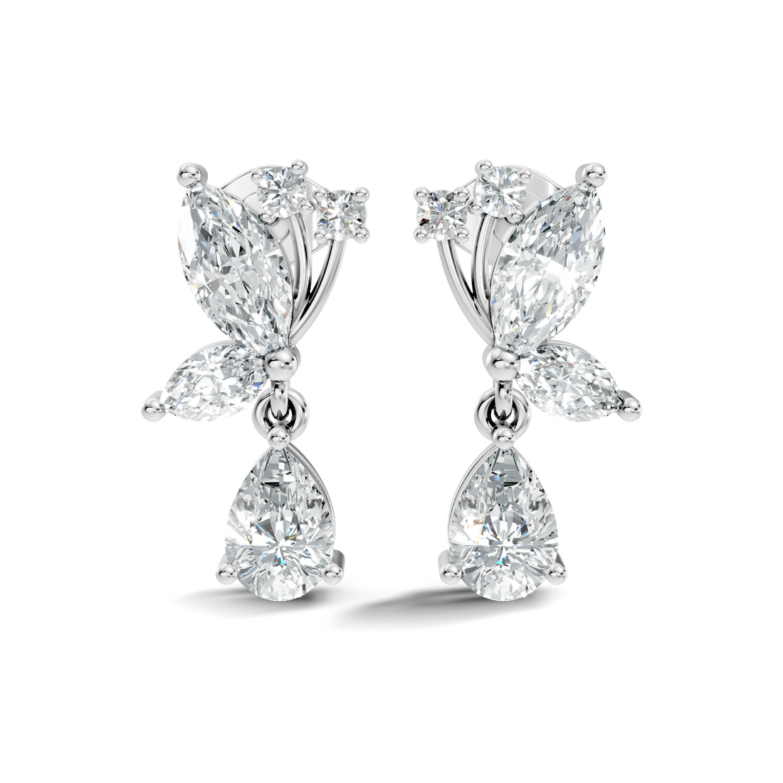 Marquise Floral Branch Pear Drop Earrings