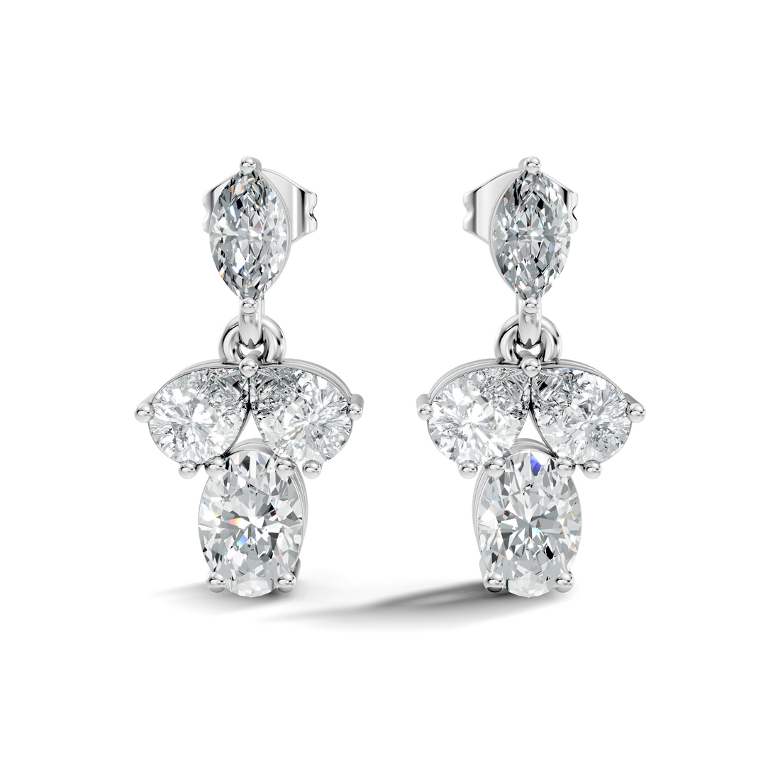 Multi-Shape Marquise, Pear & Oval Diamond Drop Earrings