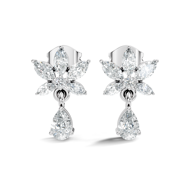 Marquise Floral Star & Pear Drop Diamond Earrings