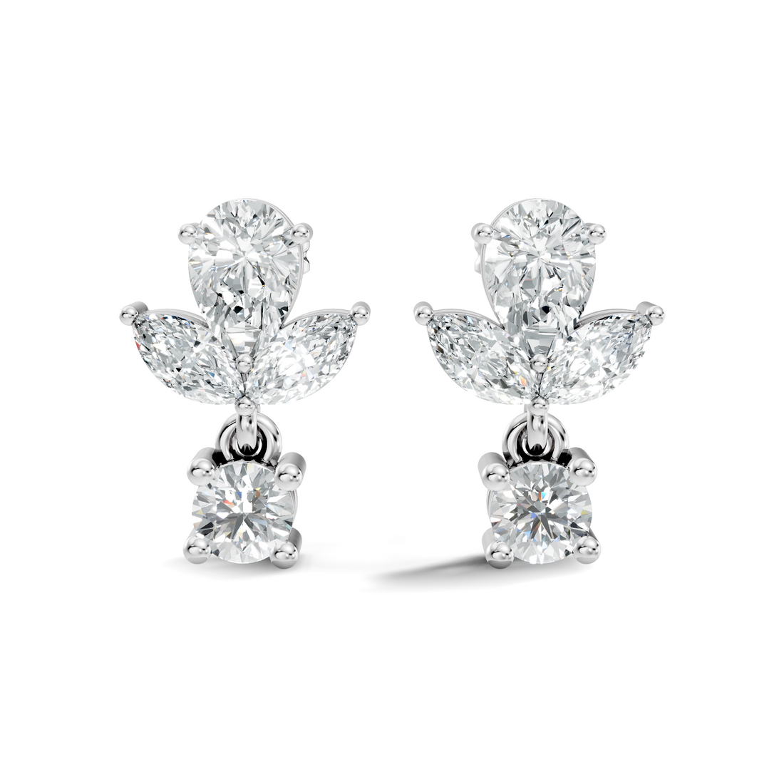 Elegant Botanical Marquise & Pear Diamond Drop