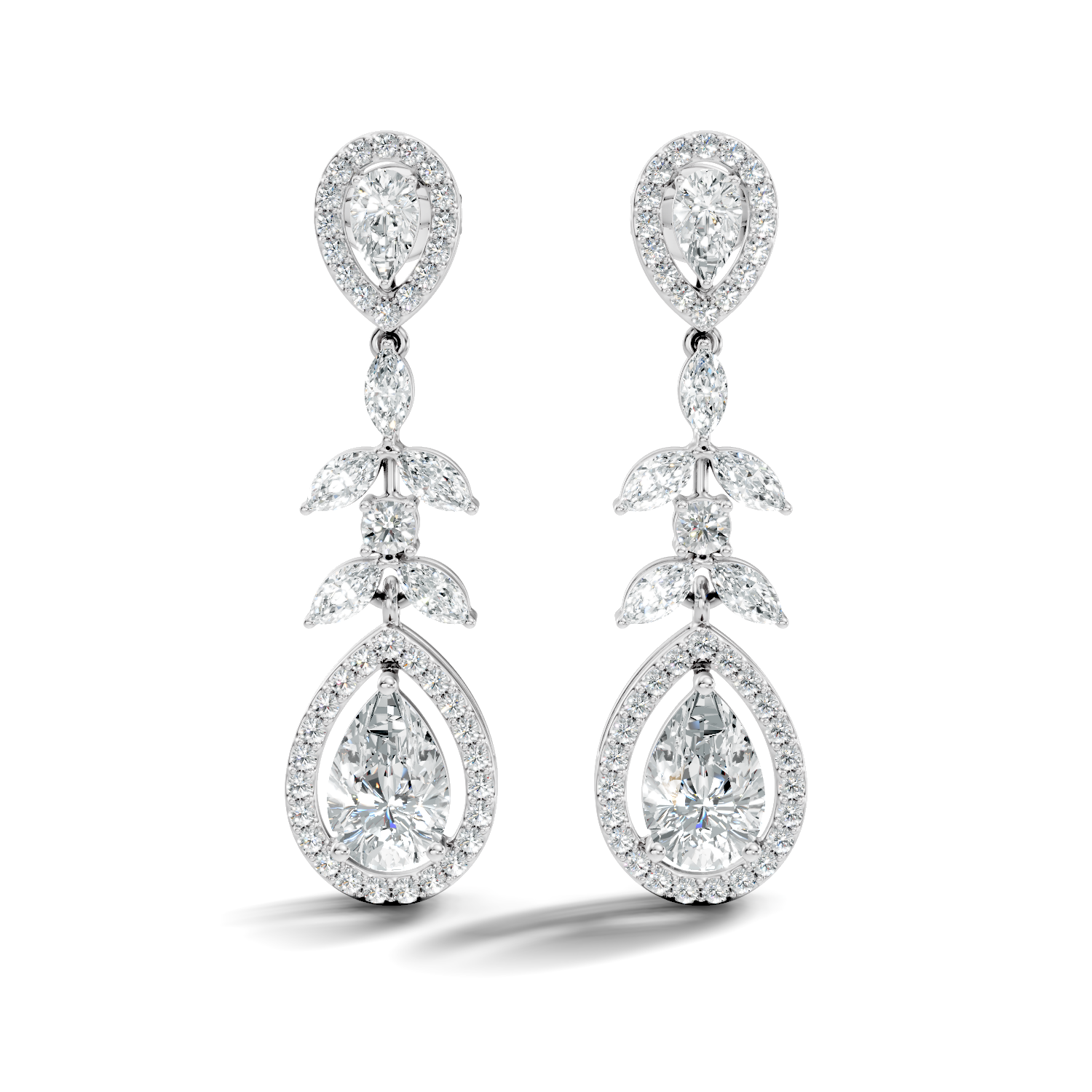 Pear Diamond Vine Drop Earrings