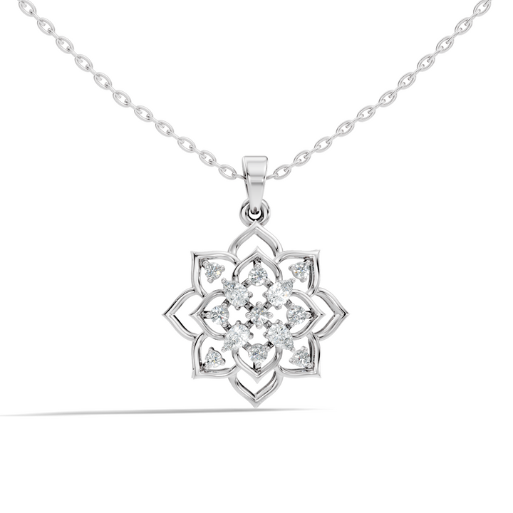 Floral Lotus Mandala Diamond Medallion Pendant