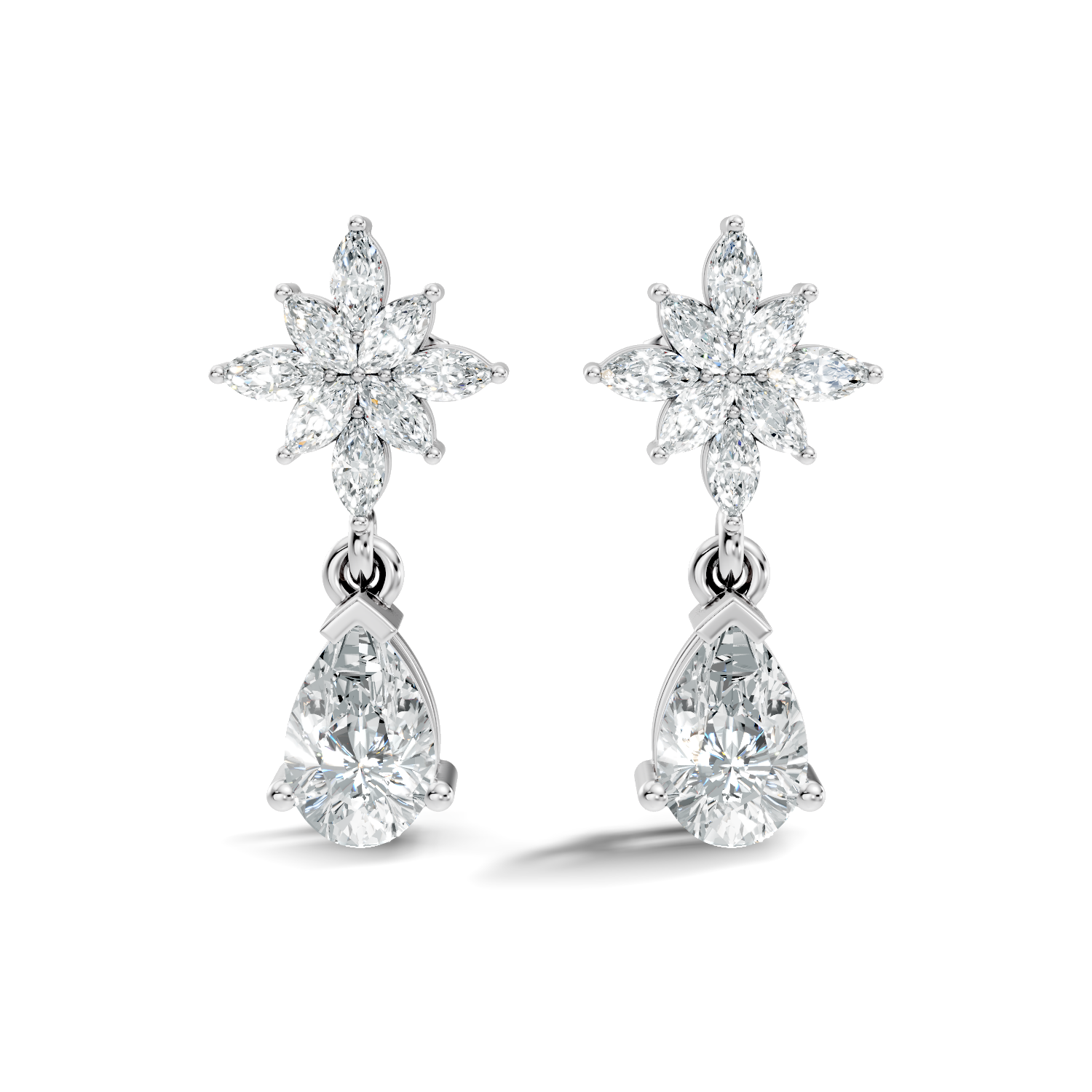 Floral Starburst Marquise & Pear Drop Earrings