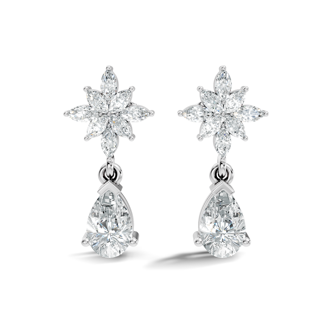 Floral Starburst Marquise & Pear Drop Earrings