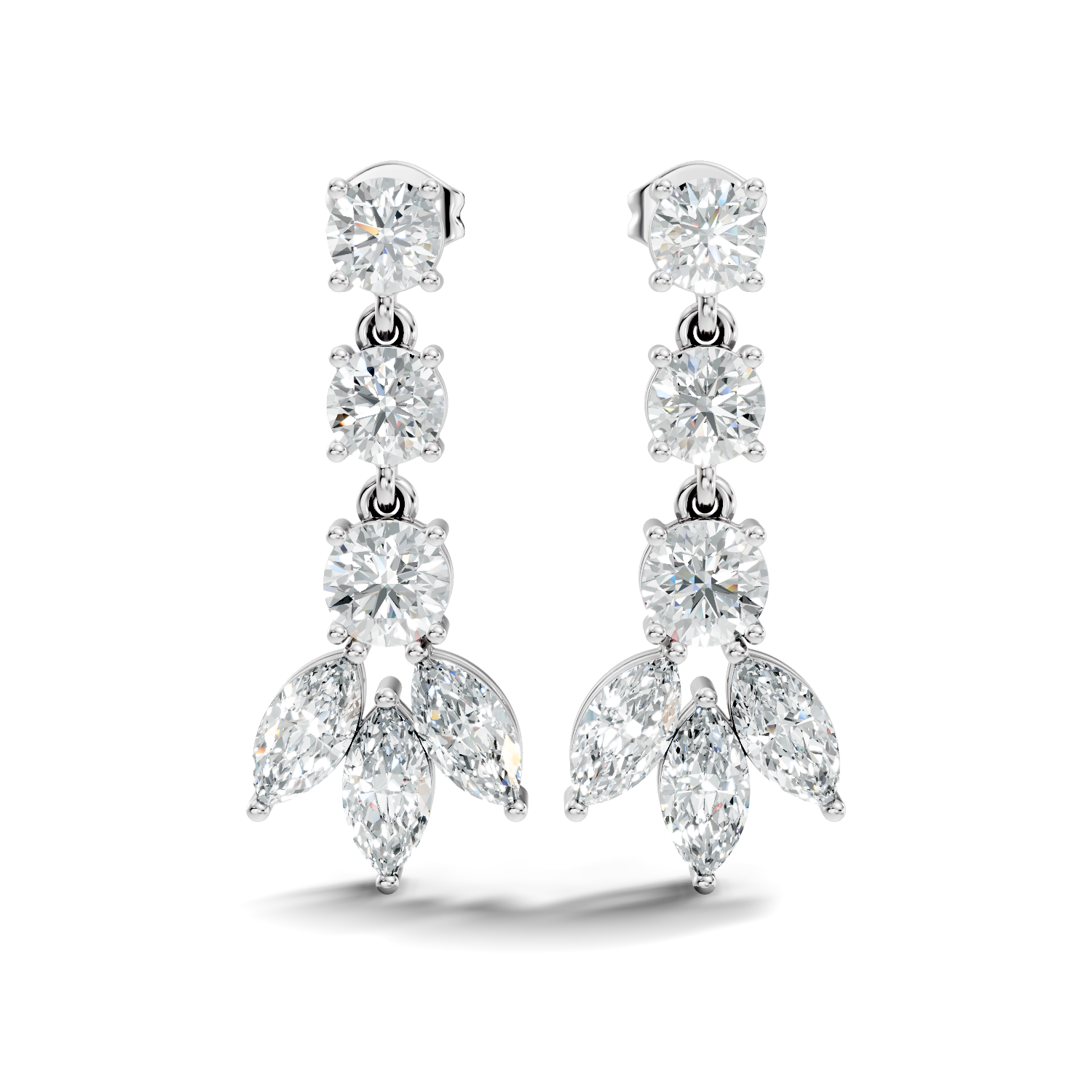 Linear Cascade Marquise Diamond Drop Earrings